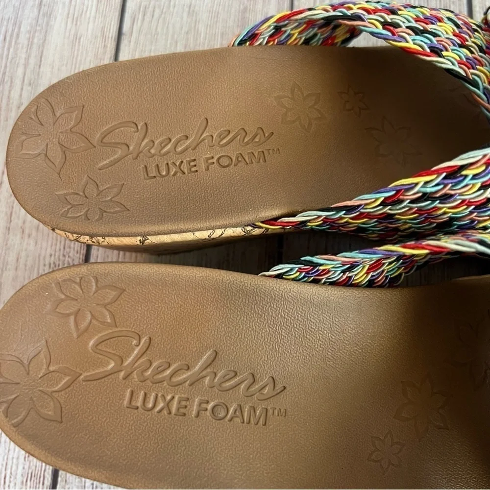 Skechers Luxefoam Cork Heeled Sandals 10